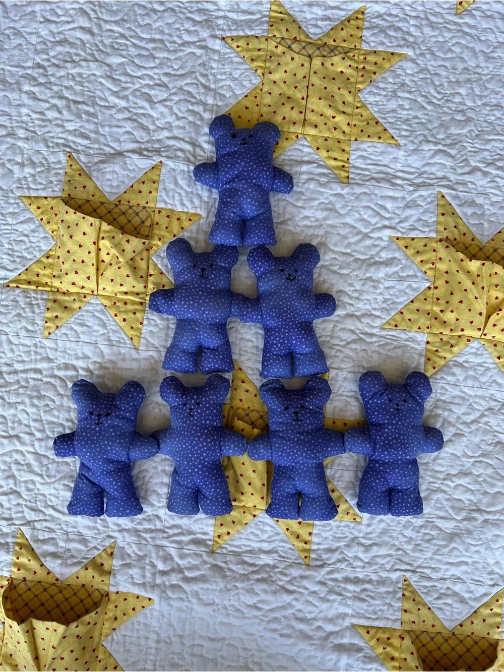 Handmade Baby Quilt Teddy Bear Star Pockets Quilt 53.5x38” Whimsy Nursery OOAK - Picture 2 of 9